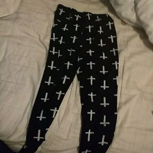 Black Cross Leggings